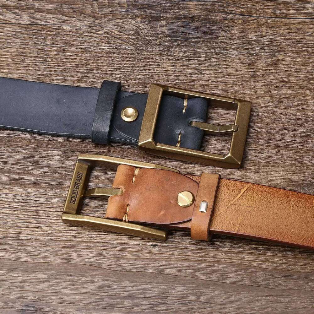 3.9CM Thickened Top Cow Genuine Leather Belts for Men Luxury Designer High Quality Copper Buckle Vintage Jeans Cowboy Male Belt S260228