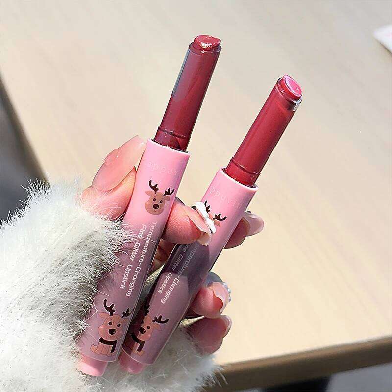 Watery Mirror Warm Change Lipstick Long-Lasting Moisturizing Non-stick Cup Shiny Solid Lip Gloss Red Sexy Lips Makeup Cosmetics H260302