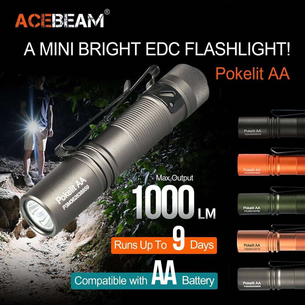 ACEBEAM High CRI EDC Flashlight Pokelit AA Rechargeable LED Flashlights Wide Voltage Mini Torch For Camping Survival Convoy Work Z260301
