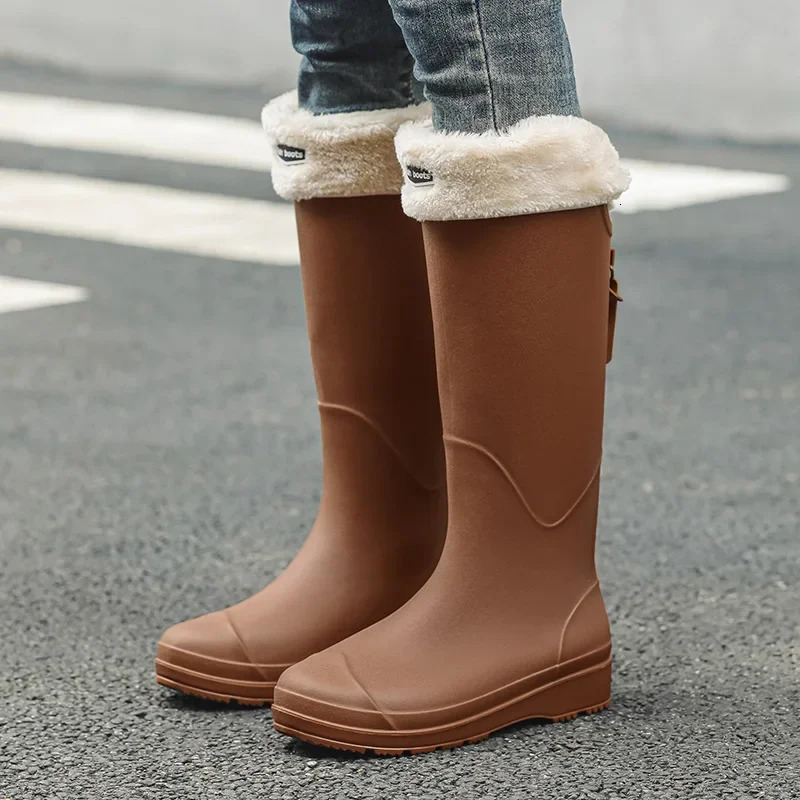 Slim Fit High Tube Outdoor Ladies Rain Boots Fashion Anti-slip Waterproof Rain Boot Women Shoes Work Safety Water Boots 260227 - view 5