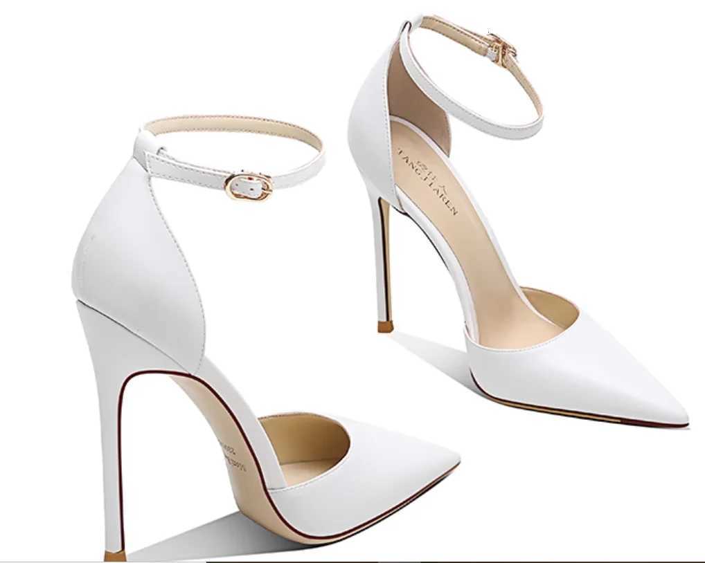 One line strap nude high heels summer new versatile French womens pointed thin heel toe sandals K260302