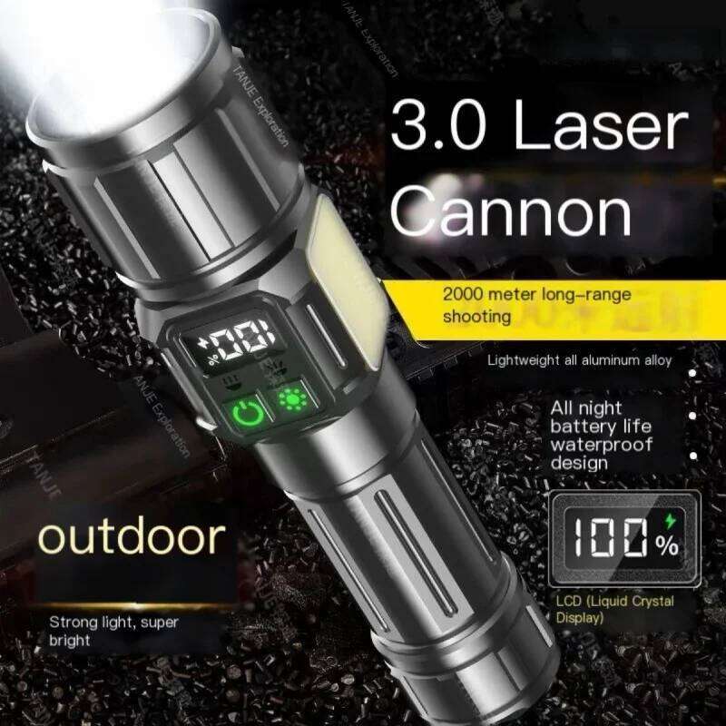 Super long-range COB digital battery display strong flashlight tactical light Z260301
