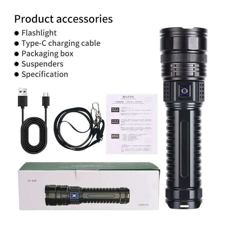 COBA Flashlight Built-in Battery Flash Light Emergency Spotlights 4km 10000LM Most Powerful Led Flashlights Tactical 15000mah Z260301