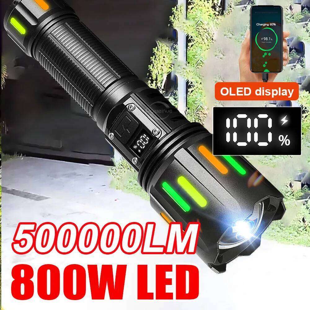 500000LM 800W/300W Most Powerful Led Flashlight High Power Rechargeable Tactical Flash Torch Light Camping Hunting Lantern Z260301
