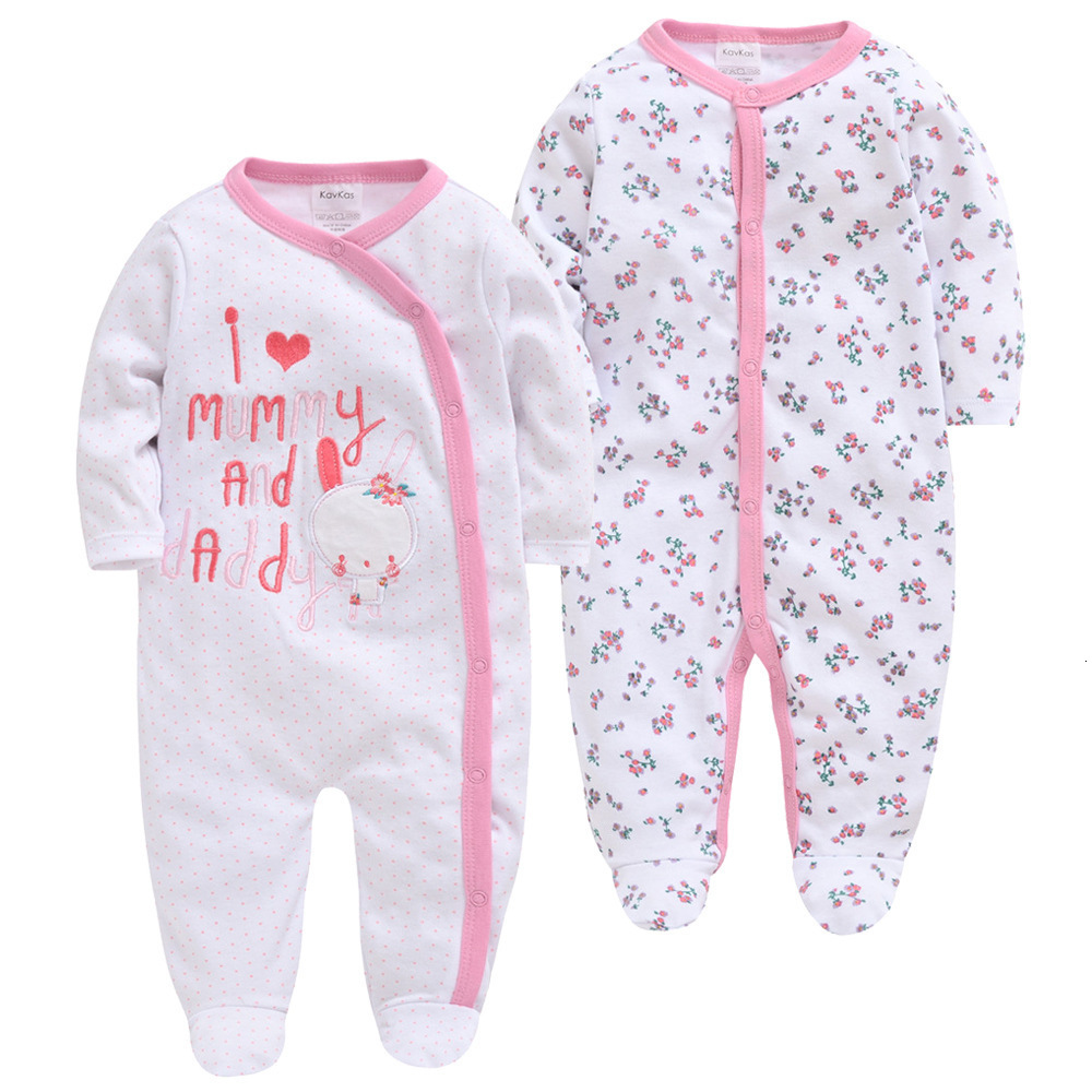 2PCS Baby Girls Rompers Long Sleeve Cute Summer Baby Clothes Cotton Newborn 0-12 months bebe Jumpsuit Outwear 201029