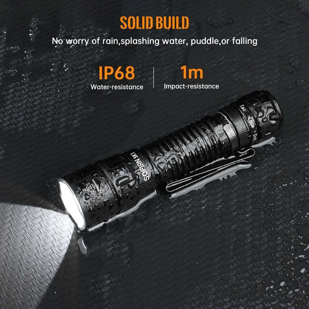 Sofirn SK1 SFT25R LED Tactical Flashlight 18650 Rechargeable 1300LM Powerful Torch With Rotary Switch Z260301