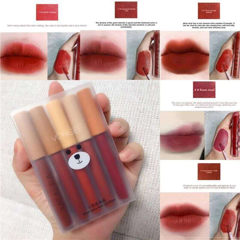 5pcs/set set matte velvet easy to color lipstick female lip gloss H260302
