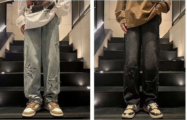 Straight-Leg Jeans For Men, High-End Feel, Trendy Brand, Wide-Leg Pants, Autumn And Winter Style, Loose Fit, American High Street Vibe Pants