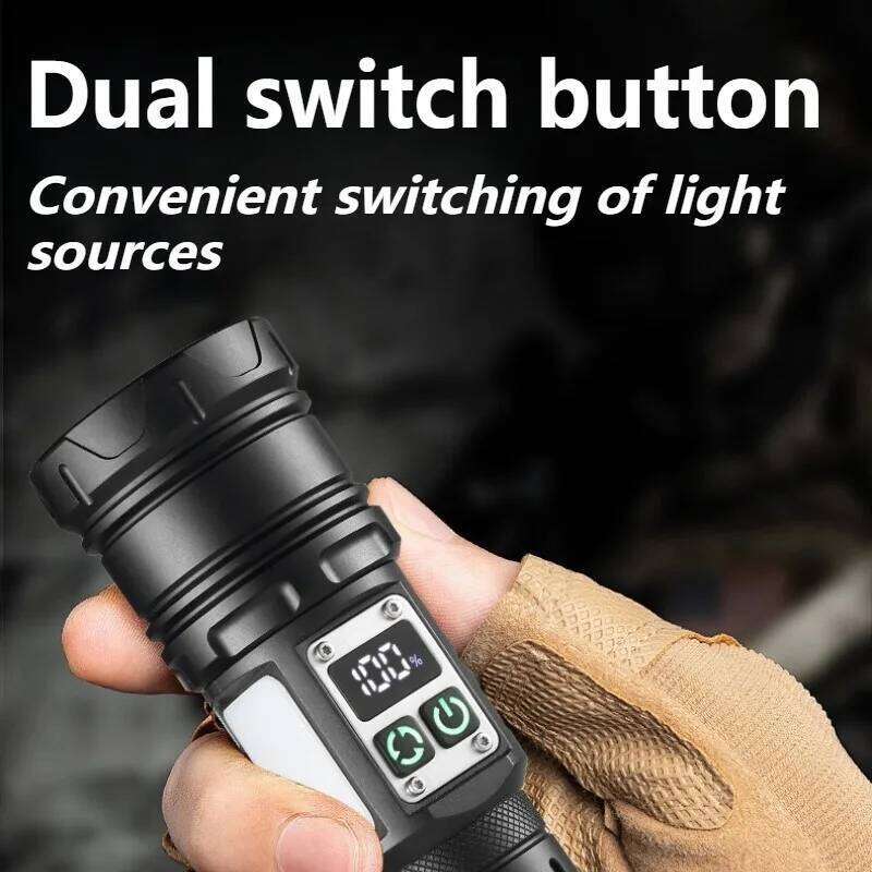 Super Bright LED White Laser Flashlight COB Work Light Type-C Rechargeable Zoomable Long Shot Torch for Outdoor Camping Z260301