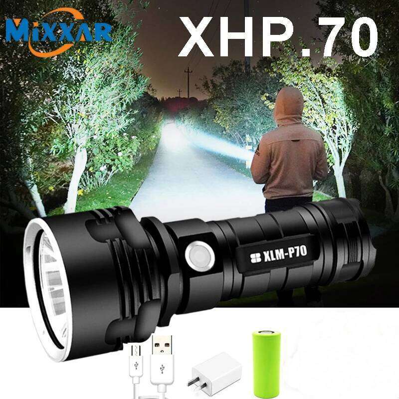 Z30 Super Powerful LED Flashlight XHP70 Tactical Torch USB Rechargeable Linterna Waterproof Lamp Ultra Bright Lantern Camping Z260301