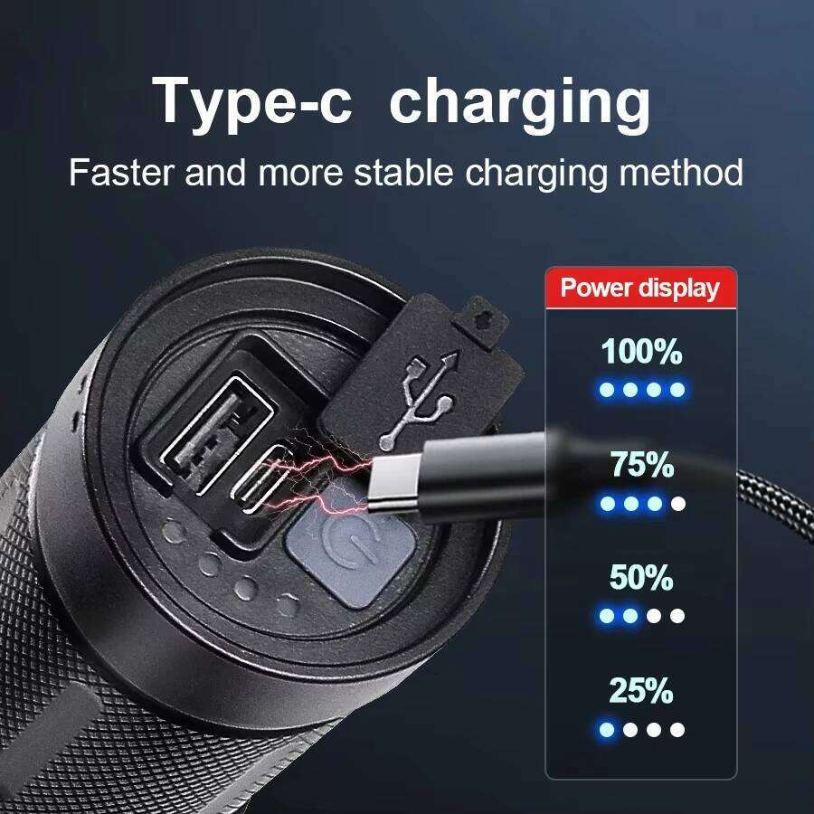 50000LM Ultra Bright LED Flashlight,12000mAh Rechargeable Zoomable Tactical Torch, Adjustable Focus for Camping Hiking Emergency Z260301