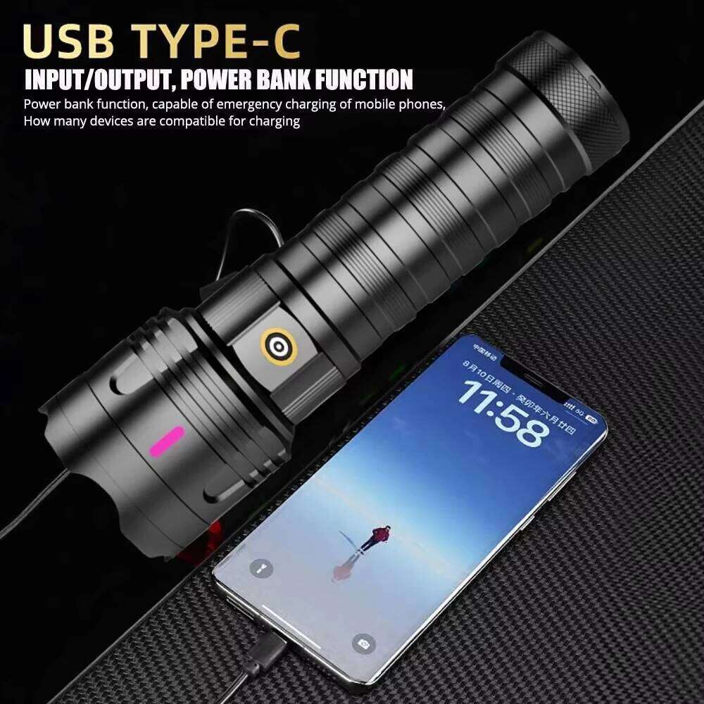 Ultra Bright White Laser LED Flashlight Rechargeable Long Range Zoomable Tactical Handheld Light Outdoor Camping Lantern Z260301