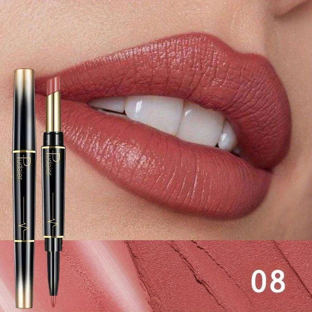 Double-headed lipstick - liner lip gloss, moisturizing formula, not easy to smudge, suitable for daily use and parties. H260302