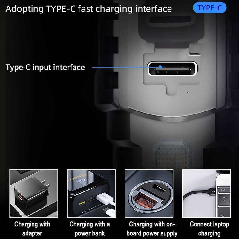 Power Rechargeable LED Flashlight With Side Light, Torch For Outdoor Camping, Hiking High Flash Light Z260301