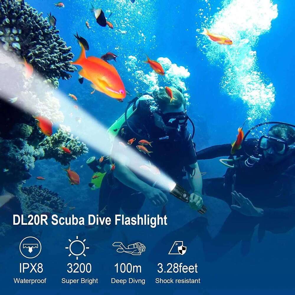 Wurkkos DL20R USB C Rechargeable Diving Light Powerful 3200lm XHP50.2 18650 Flashlight with Magnetic Control Switch Z260301