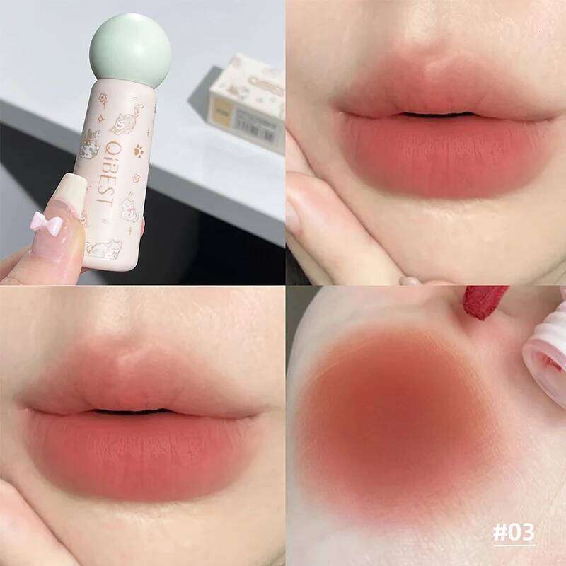 QIBEST Nude Matte Lip Mud Waterproof Non-stick Liquid Lipstick Long Lasting Highly Pigmented Lipgloss Tint Korean Cosmetics H260302
