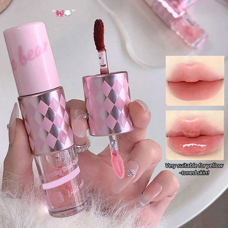 Gege bear Double-head + Lip gloss, shiny and chubby shining luster, moisturizing lips, essential lip gloss H260302