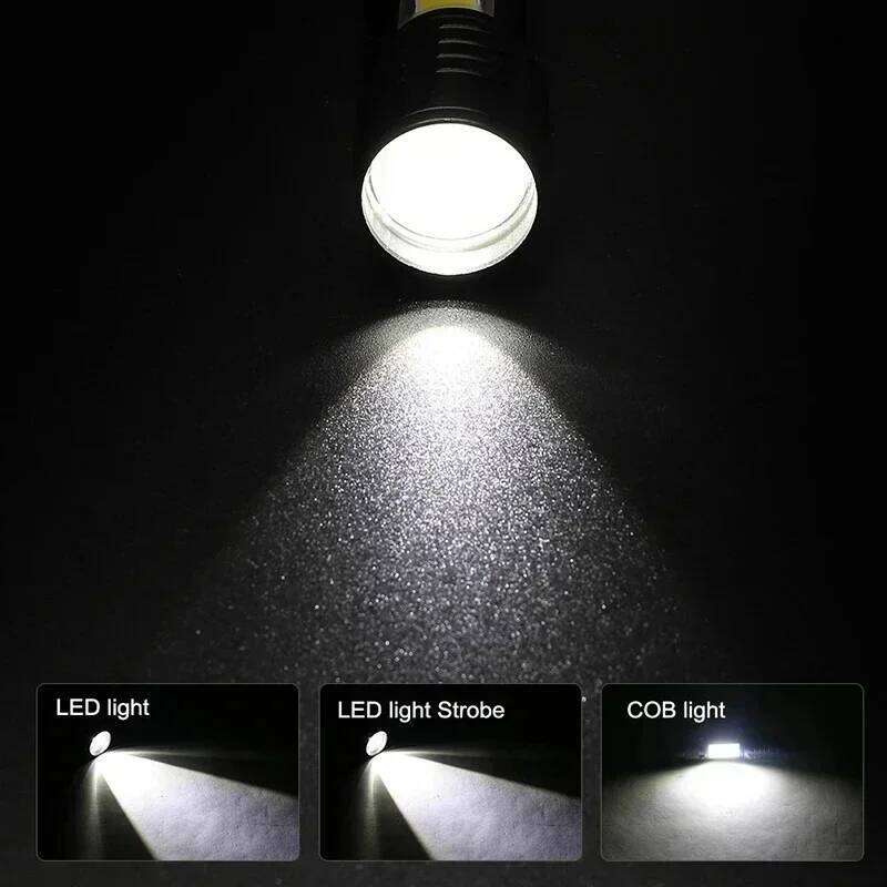 Portable Rechargeable LED Flashlight Pen Clip Zoomable Waterproof Torch with Side Light Outdoor Camping Emergency Lantern Z260301
