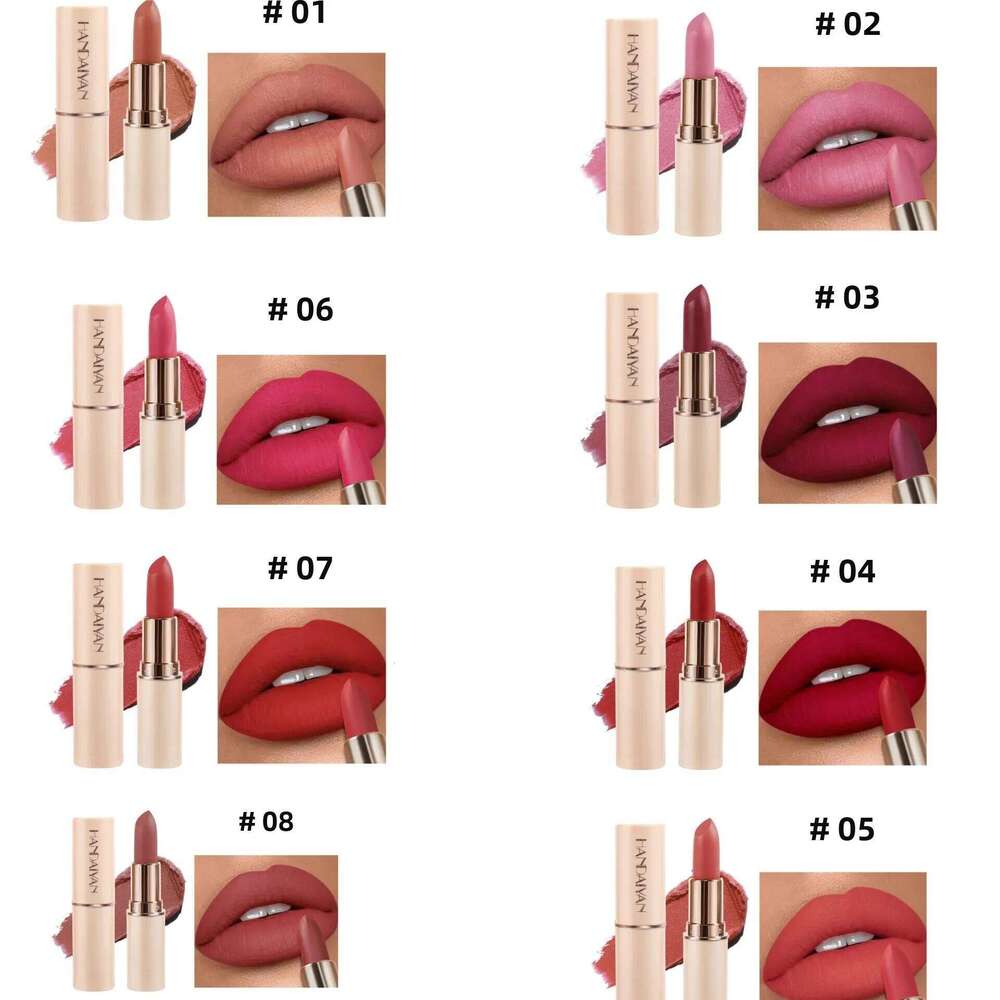 8 Colors Deep Matte Lipstick Waterproof Non-Stick Velvet Texture Easy Apply Rose Red Lip Makeup Long-Lasting Cosmetics H260302