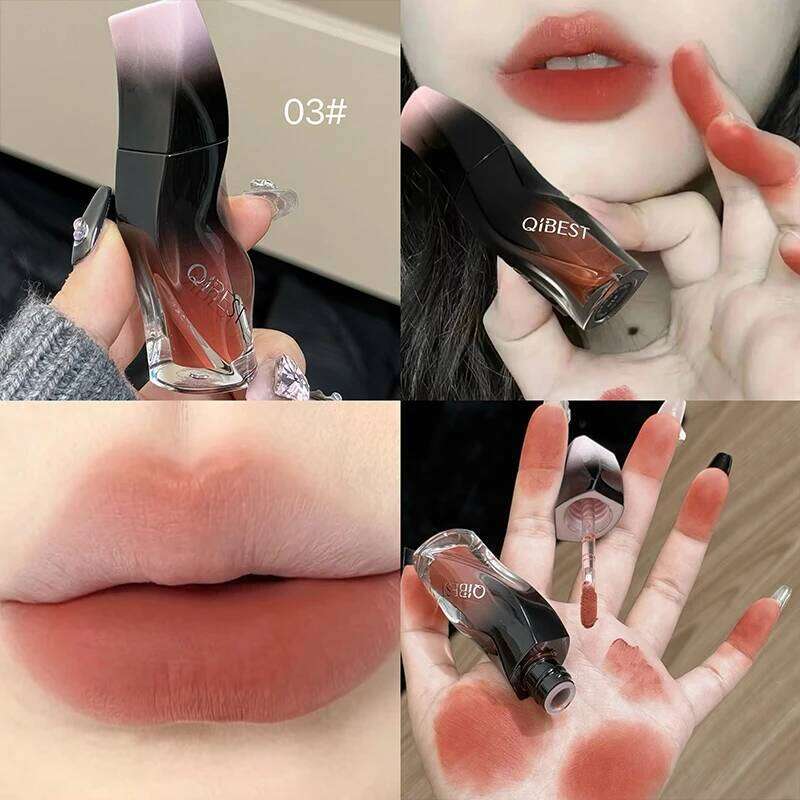 QIBEST 1PC Sexy Red Women's Long Lasting Waterproof Liquid Lipstick Matte Mud Non-Stick Cup Lip Gloss Tint Makeup H260302
