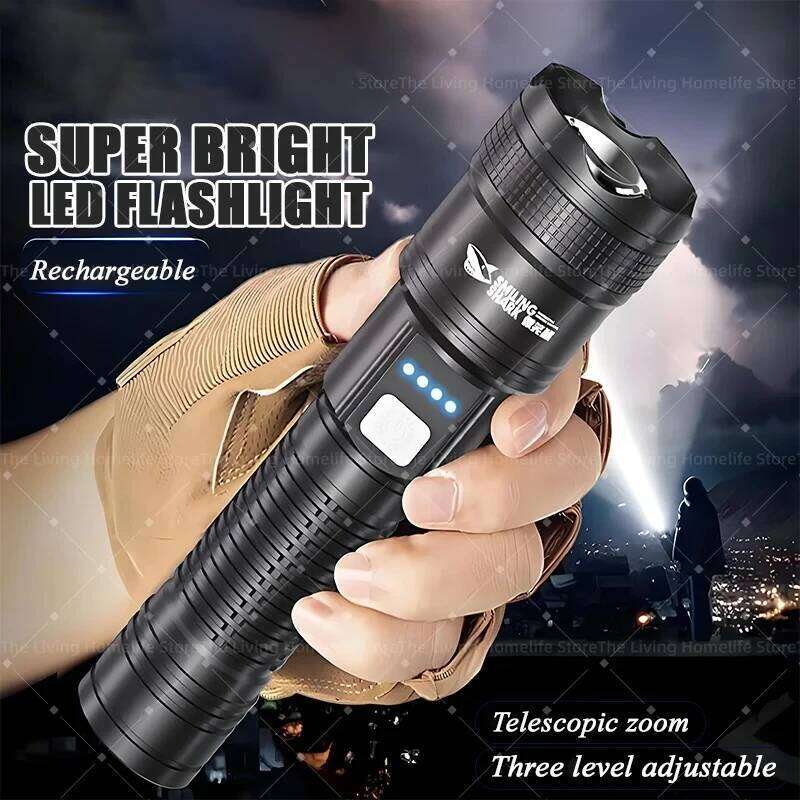 Telescopic Zoom Flashlight Strong Rechargeable Super Bright Long-range Mini Portable Home Outdoor Durable LED Light Z260301