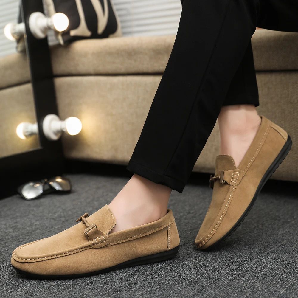 Autumn Faux Suede Casual Mens Shoes Comfortable Mens Work Shoes Stylish Versatile Driving Loafers Slip-On 260228