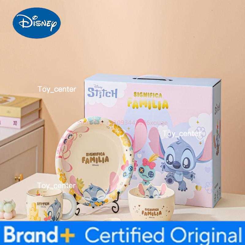 Disney Stitch Winnie the Pooh Ceramic Dinnerware Set - Bowl Plate Cup Spoon Chopsticks for 1 Person Home Kitchen Birthday Gift H26030211