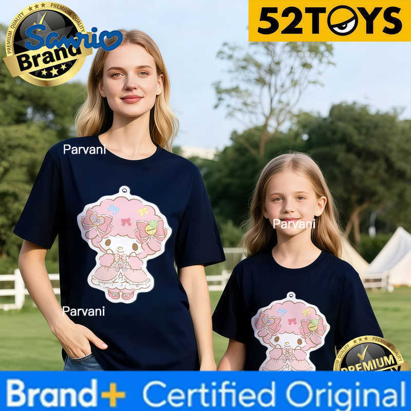 Sanrio 2026 Summer Family Must-Have 52TOYS My Melody Lace Print T-Shirts Loose 100 Cotton High Quality Parent-Child Tees Single Piece H260302