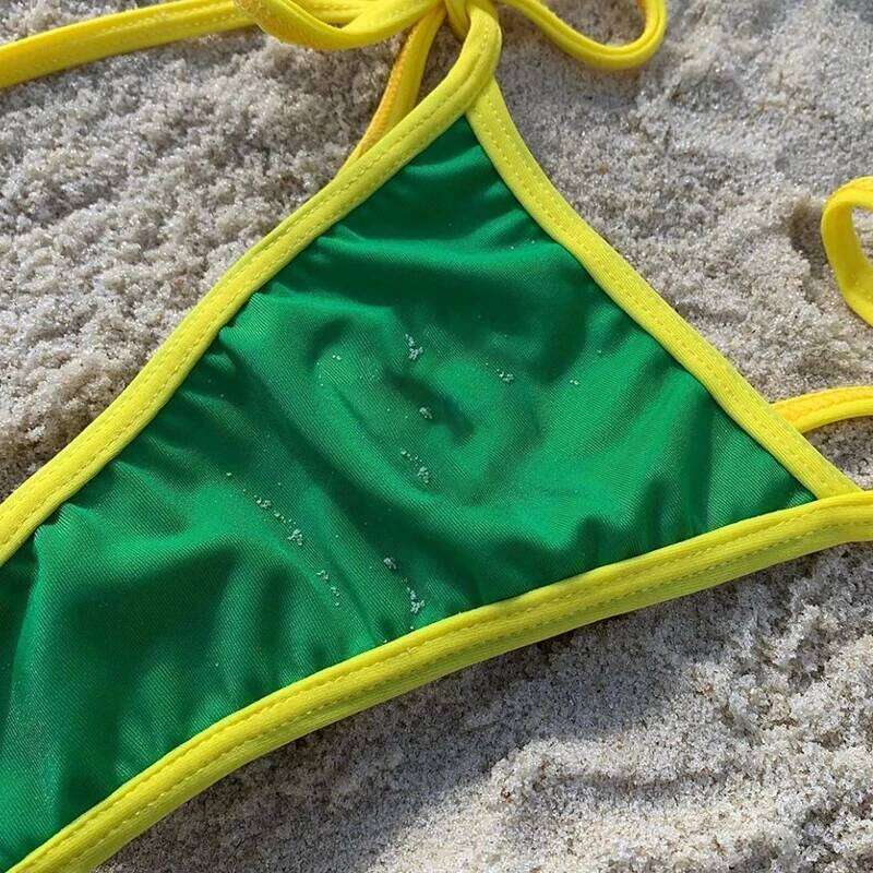 Sexy Green Bikini Two-pieces Y2K Halter 2024 Thong Swimsuit Women Swimwear Bandage Brazilian Bathing Suit Swim 2000s Z260301
