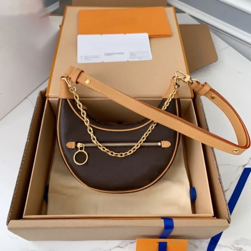 Wholesale shoulder straps Designer Mini Shoulder Bag handbag Classic brown flower Loop Hobo Women's handbags tote crossbody Bags With Box wallet