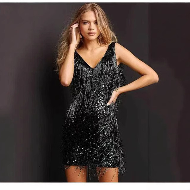 Green Sequin Backless Mini Dress Women Sexy Halter Deep V-neck Sleeveless Party Short Dresses Lady Evening Clubwear 240828