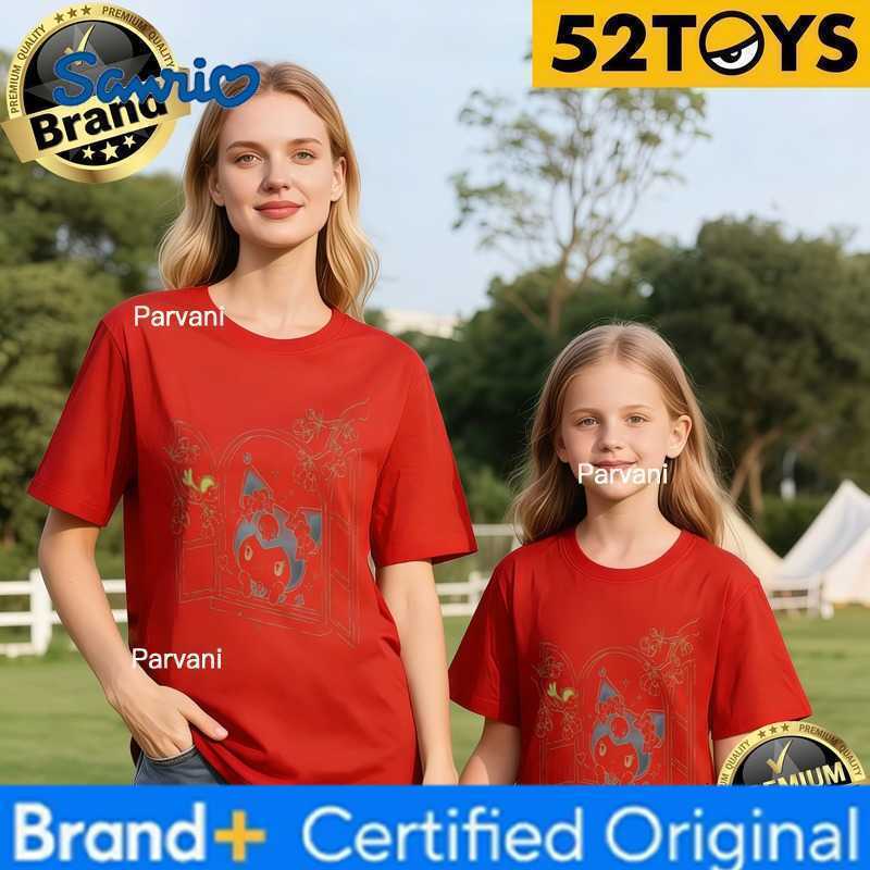 Sanrio 52TOYS Kuromi Window Print Family T-shirts 2026 Summer 100 Cotton Casual Loose Parent-Child Y2k Tees Single Piece3Pcs H260302