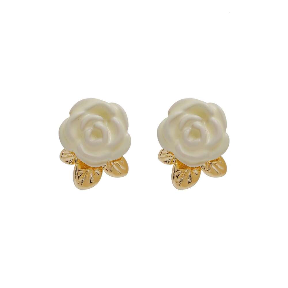French-style Light Luxury Enamel Camellia Drop Glaze Vintage Super Fairy-like Gentle Style Earrings Ear Accessories