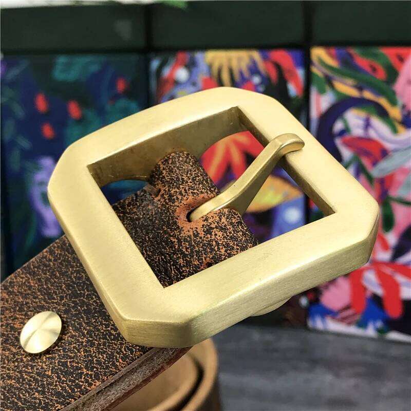 Solid Brass Buckle Super Thick Genuine Male Ceinture Men Leather Waist Belt Man Strap MBT0013 S260228