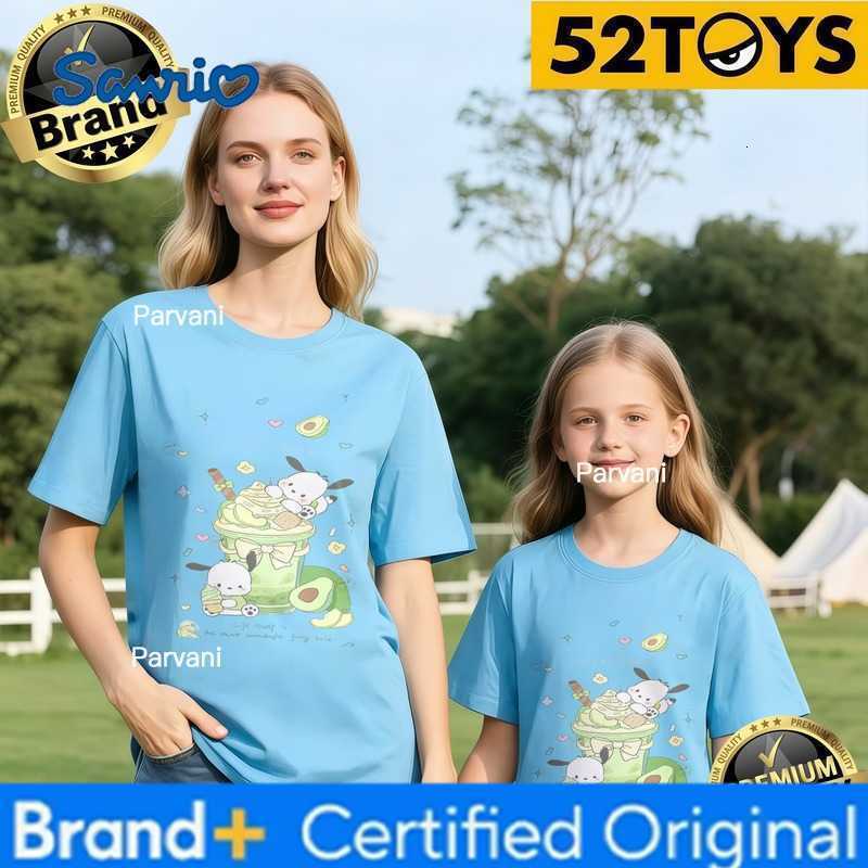 Sanrio 52TOYS Cute Puppy Avocado Print Family T-shirts 2026 Summer 100 Cotton Casual Loose Parent-Child Y2k Tees Single Piece3Pcs H260302