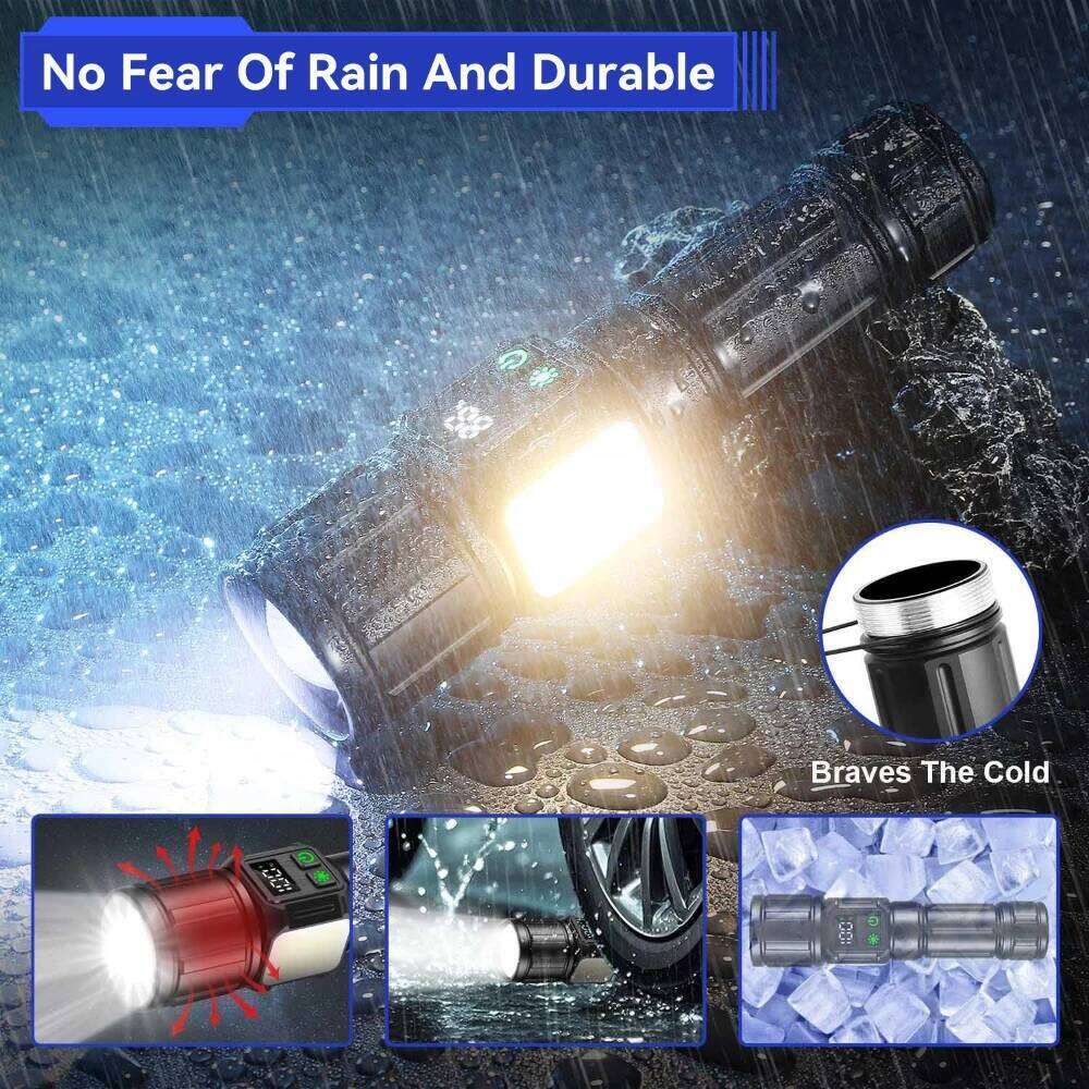 High Power LED Flashlight USB Rechargeable Long Range Spotlight Strong Light Lamp Tactical Torch Waterproof Zoom Outdoor Lantern Z260301