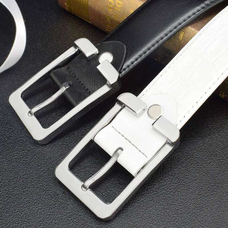 New Crocodile Grain Needle Buckle Golf Men's Fashion Waist Belt Leisure Genuine Jeans Leather Cintos Masculinos S260228