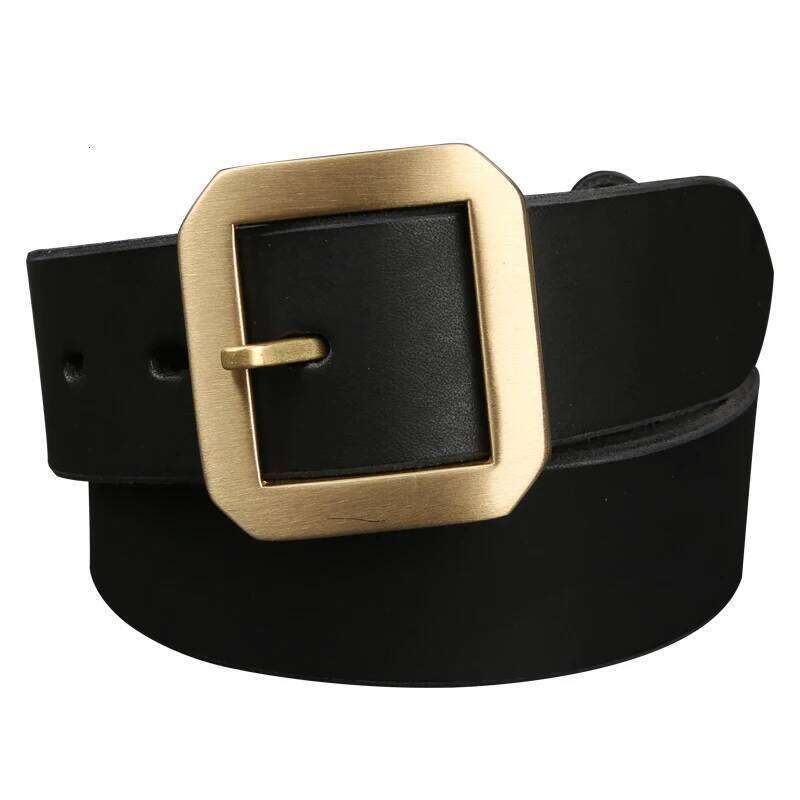39mm Genuine Leather High Quality For Men Jeans Cowskin Casual Belts Cowboy Waistband Solid Brass Pin Belt Buckle S260228