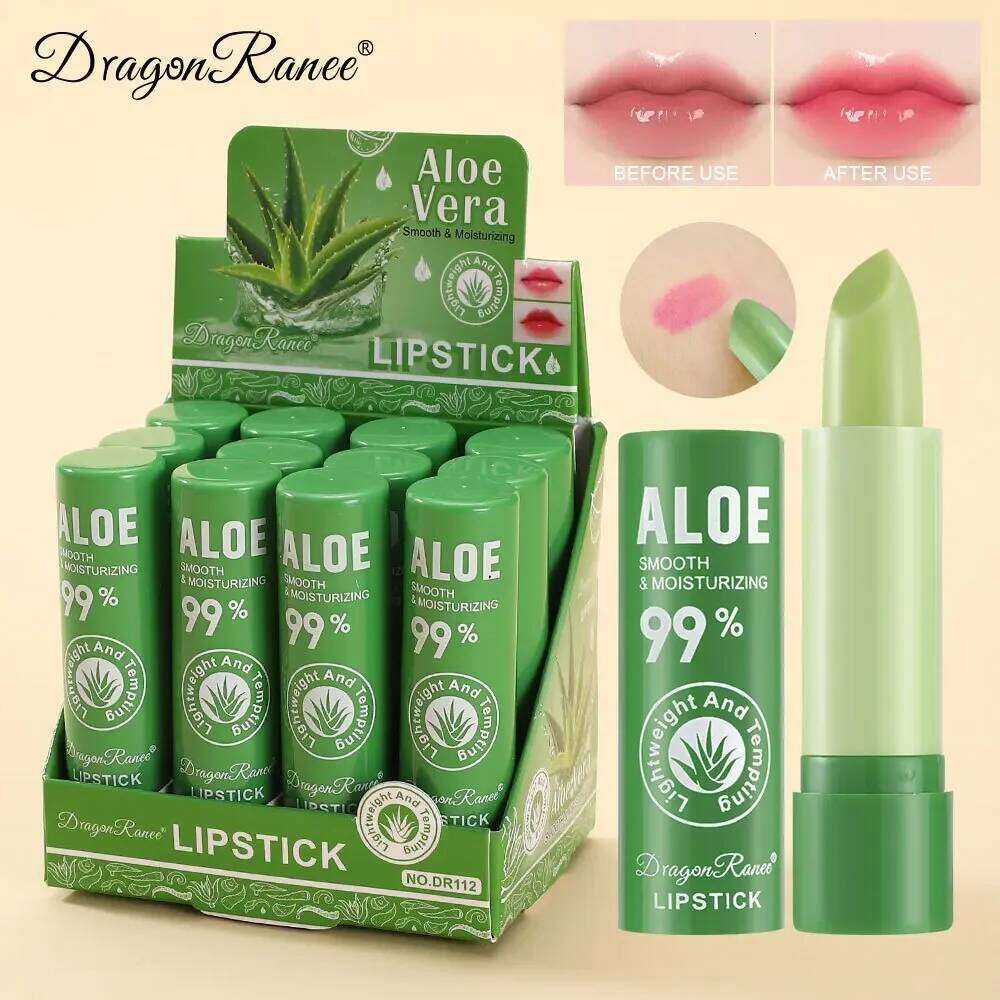 Aloe Vera Color Changing Lipstick Long-Lasting Moisturizing Stain Temperature Change Balm Nourishing Makeup Lip Care H260302