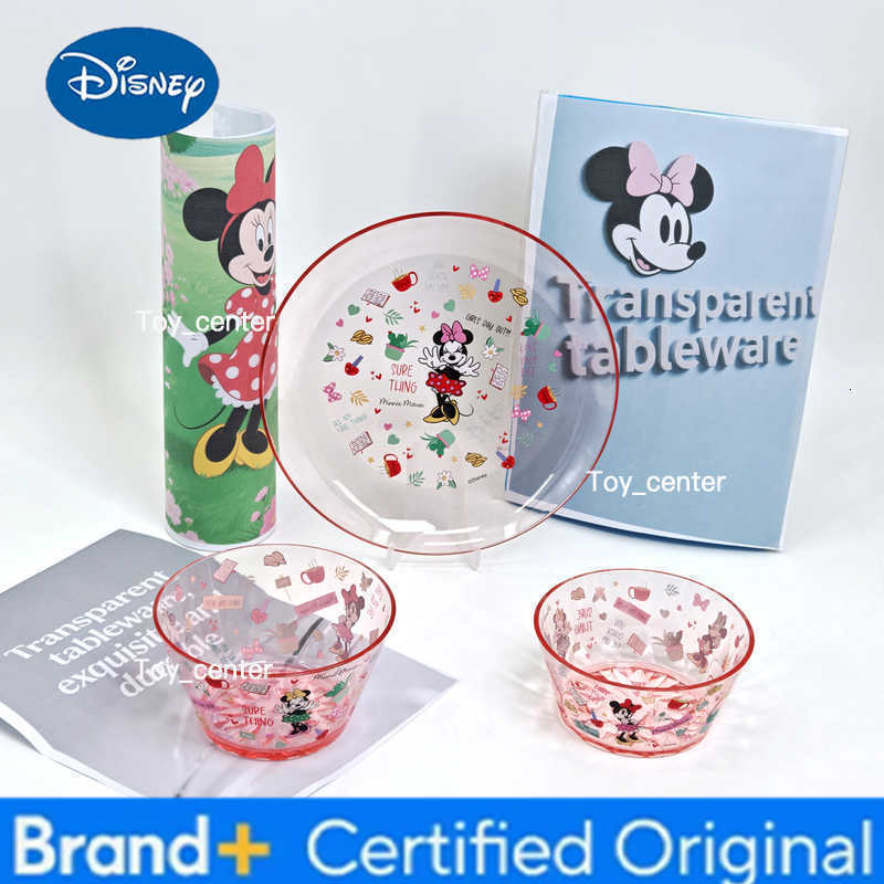 Disney 1pc cartoon Minnie Mouse AS plastic transparent plate bowl family dinner and birthday party gift tableware H260302