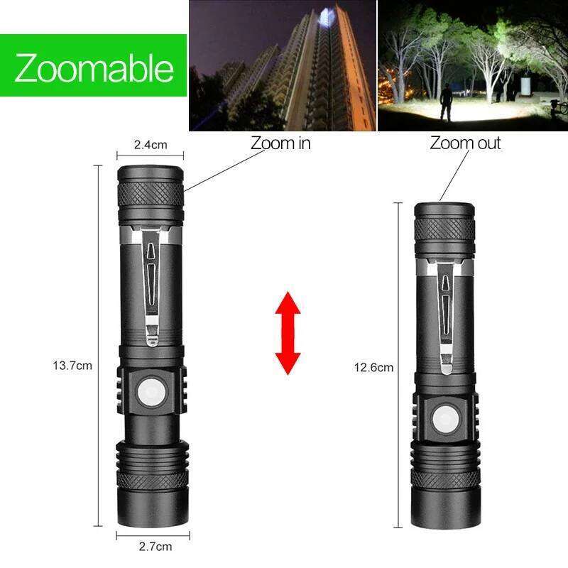 Ultra Bright Flashlight USB Linterna LED Torch Lanterna Power Tips Bicycle Light Rechargeable Use 18650 Z260301