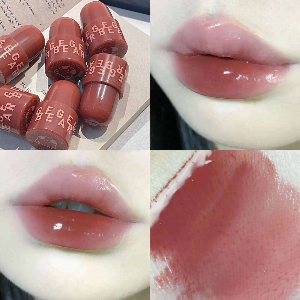 Bear Seal Lipstick Mirror Lasting Moisturizing Non-Stick Cup Clear Lip Glaze Waterproof Jelly Transparent Korea Makeup Cosmetics H260302