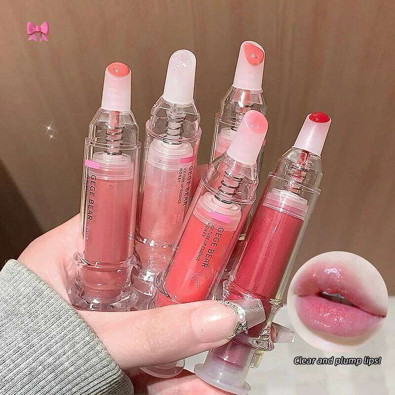 Gege Bear Ice Beet Gloss Honey, Pressed Type Lip Gloss, Balm Smooth, Rich Atmosphere, Explosion, Glitter, Transparen H260302