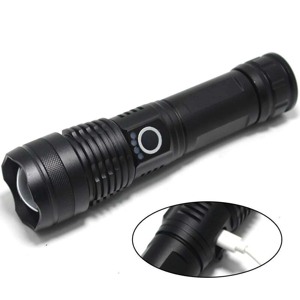 Powerful LED Flashlight 5 modes Zoomable lighting Searching Camping Torch 26650 charging hunting Outdoor Waterproof lamp Z260301