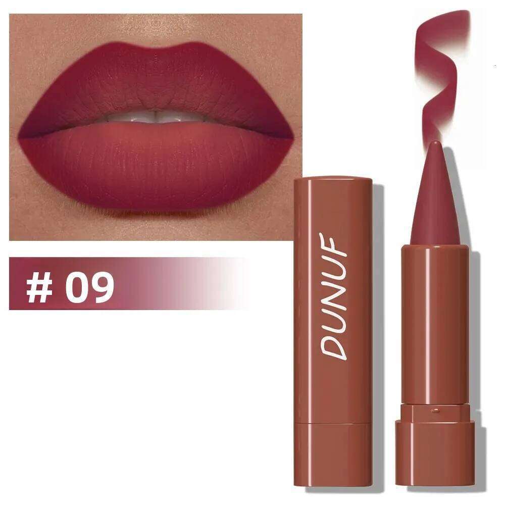 9 Colors Gradient Matte Liner Waterproof Non-Sticky Velvet Lipstick Black Brown Contouring Tint Crayon Lip Makeup H260302