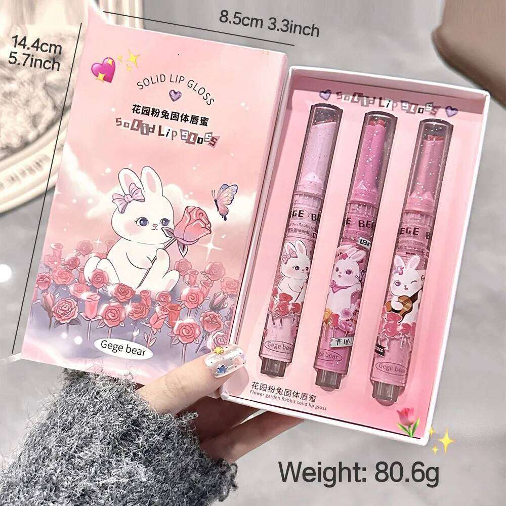 Solid Gloss Gege Bear Garden Pink Rabbit Moisturizing Watery Colored Lip Balm Tender Lipstick Set H260302