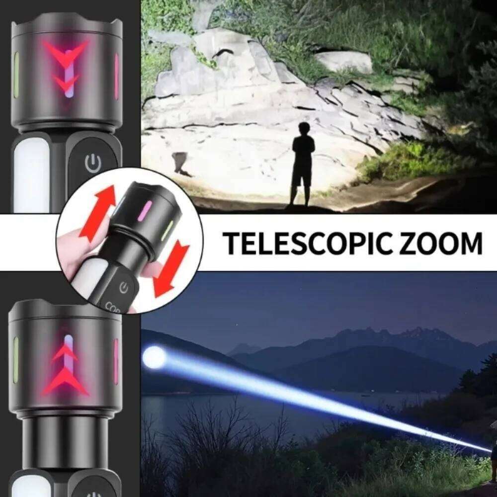 Super Bright White Laser LED Flashlight COB Side Work Light Zoom Rechargeable Bottom Magnet Fluorescent Strip Torch for Outdoor Z260301