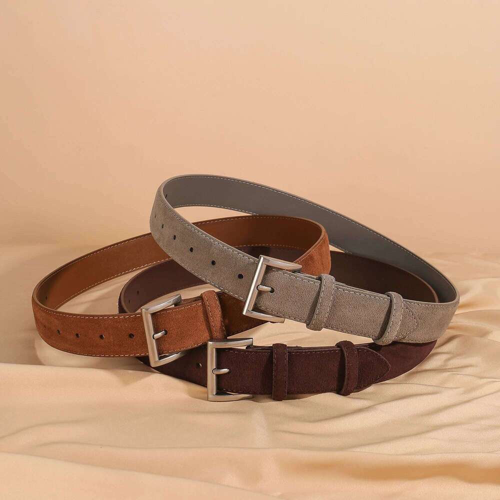 Vintage Suede Leather Belt Women 2025 New Simple Classic Wide Waist Belts for Jeans S260228