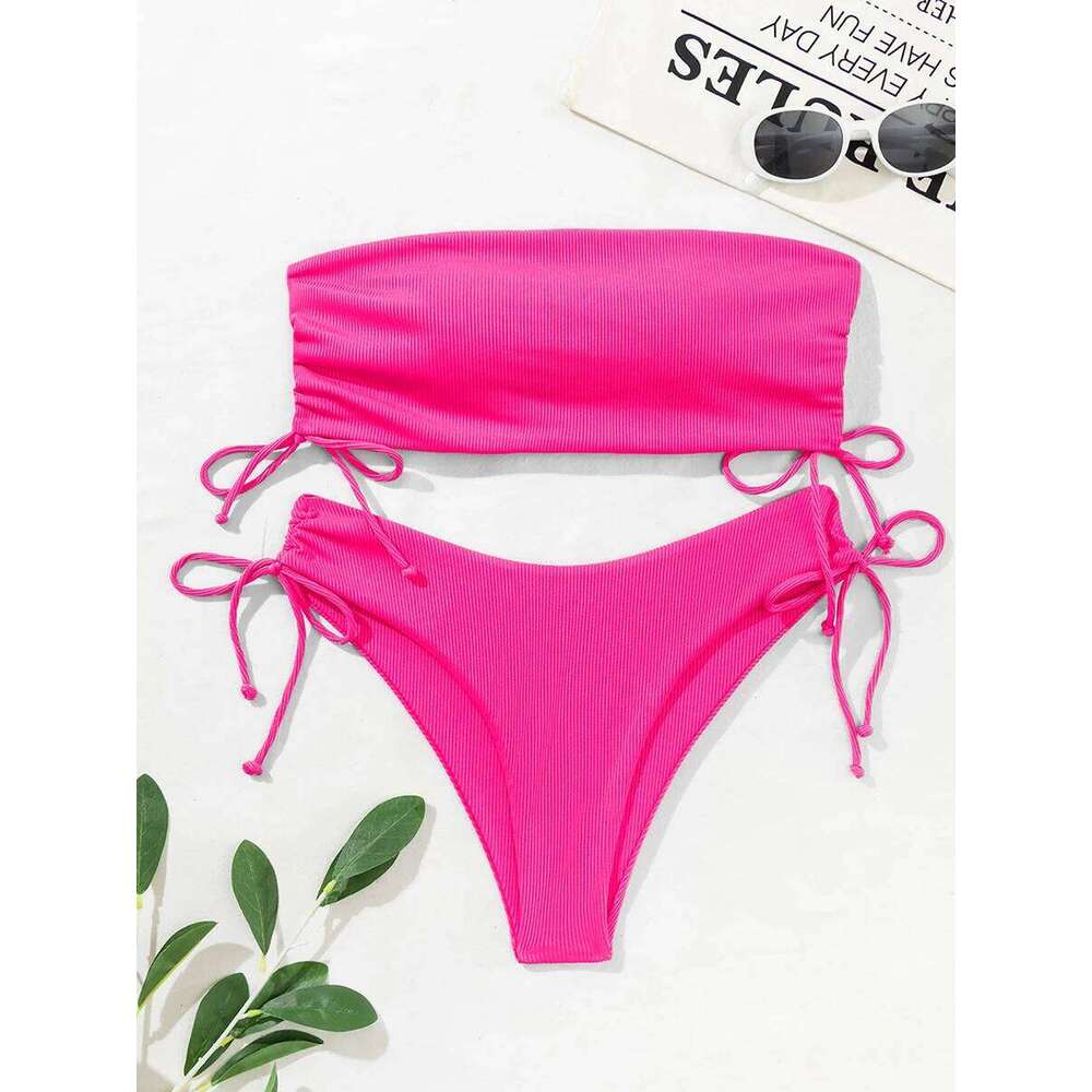 Sexy Bikinis 2023 Woman Bandeau Swimsuit Female Swimwear Women High Waist Bikini Set 2 Piece Summer Swim Beach Wear Bathing Suit Z260301