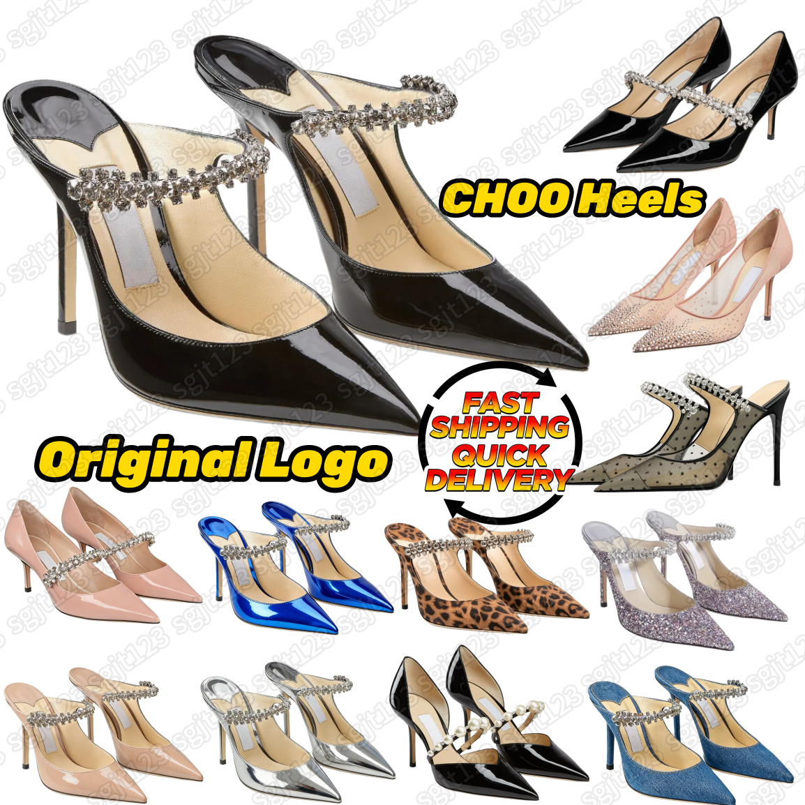 Women Designer Rhinestone Pointed Toe Sandals 7cm 9cm Kitten Heel Patent Leather Dress Shoes Black Nude Summer Heels Size 35-42